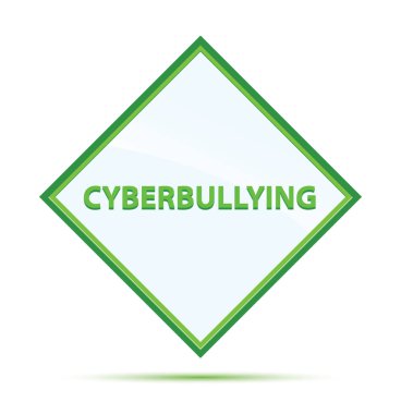 Cyberbullying modern soyut yeşil elmas düğmesi