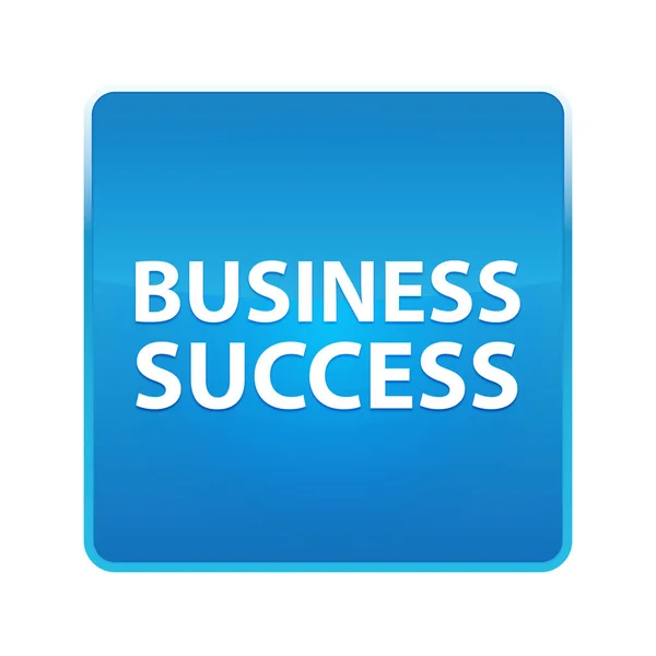 Geschäftserfolg glänzend blauer quadratischer Knopf — Stockfoto