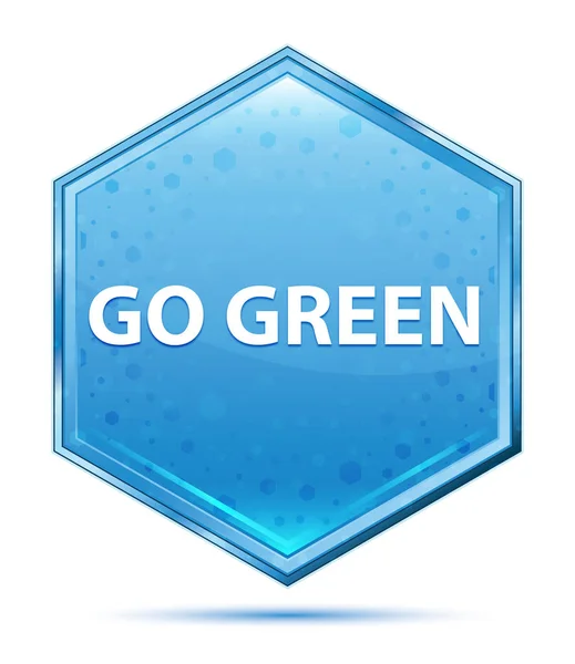 Go groene Crystal blauwe zeshoek knop — Stockfoto