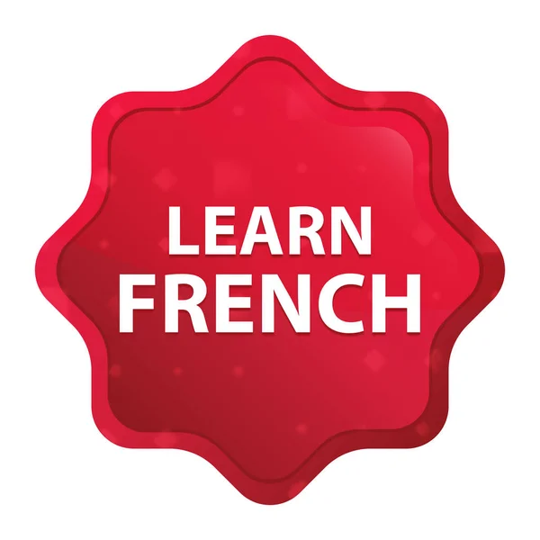 Learn French misty rose red starburst sticker button