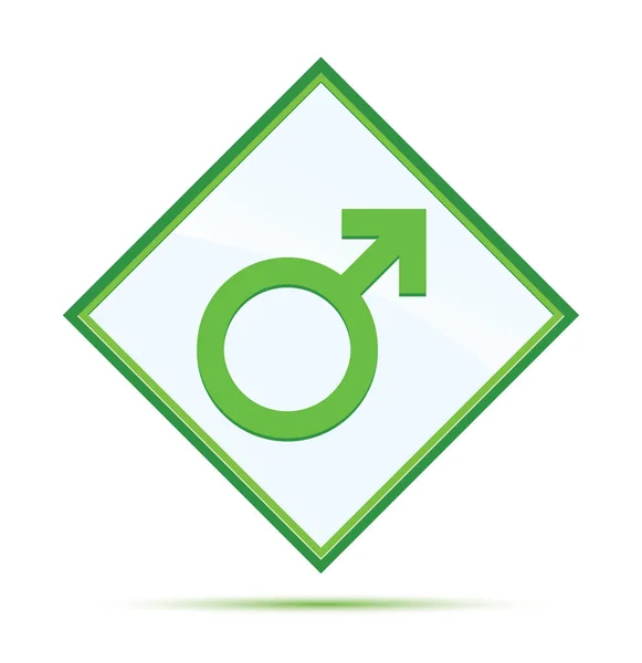 Male symbol icon modern abstract green diamond button — Stock Photo, Image