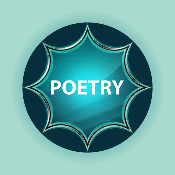 Poesía mágico vidrio sunburst azul botón cielo azul fondo —  Fotos de Stock