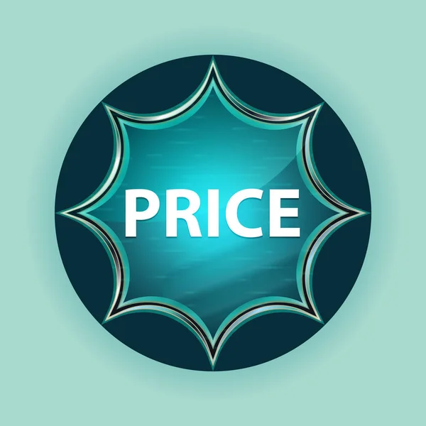 Price magical glassy sunburst blue button sky blue background — Stock Photo, Image