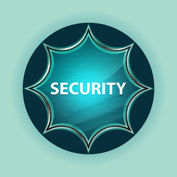 Security magical glassy sunburst blue button sky blue background — Stock Photo, Image