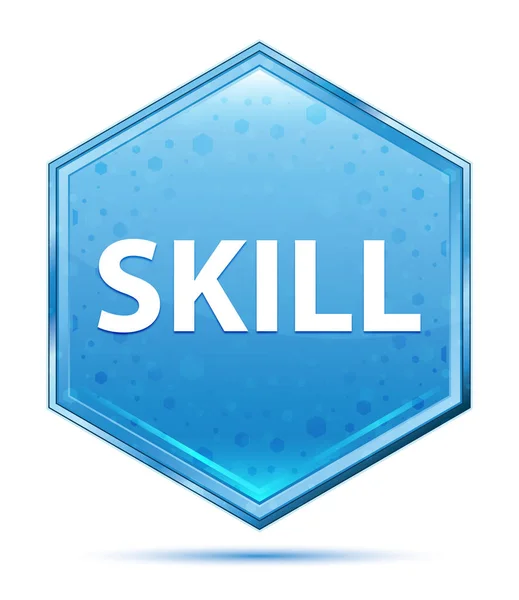 Skill Crystal blå sexkantsknapp — Stockfoto