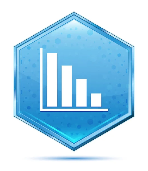 Statistics down icon crystal blue hexagon button — Stock Photo, Image