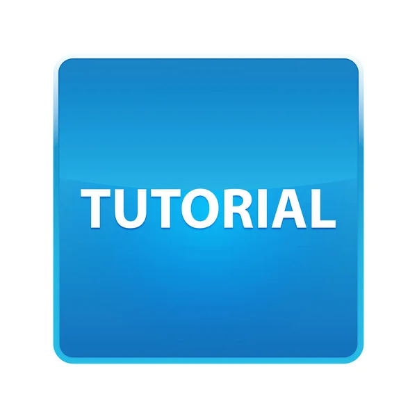 Tutorial brillante botón cuadrado azul —  Fotos de Stock