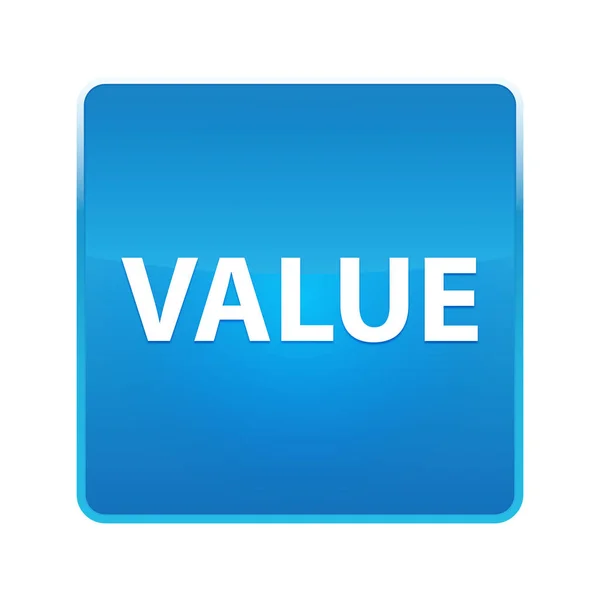 Värde glänsande blå fyrkantig knapp — Stockfoto
