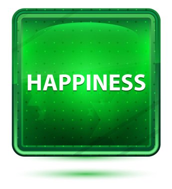 Mutluluk Neon Işık Yeşil Kare Düğme