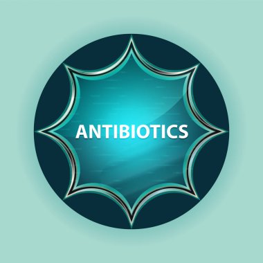 Antibiyotikler büyülü camsı güneş patlaması mavi düğme gökyüzü mavi backgro