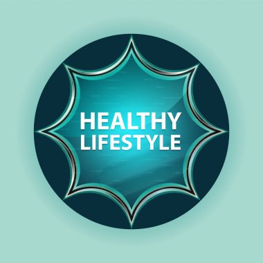 Sağlıklı Yaşam büyülü camsı güneş patlaması mavi düğme gökyüzü mavi b