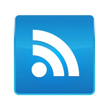 Rss Feed simgesi parlak mavi kare düğmesi