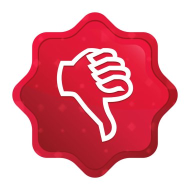 Thumbs aşağı simge sisli gül kırmızı starburst etiket düğmesi