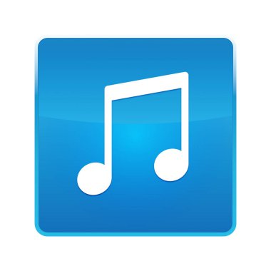 Müzik notu simgesi parlak mavi kare düğmesi