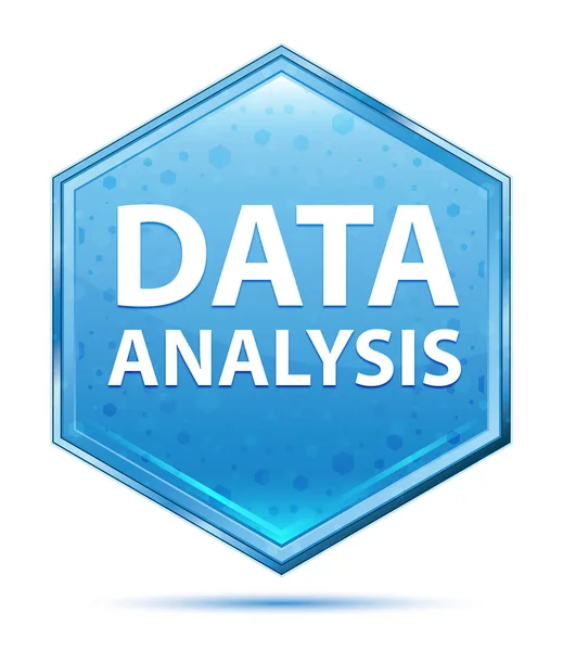 Tombol heksagon biru kristal Analisis Data — Stok Foto