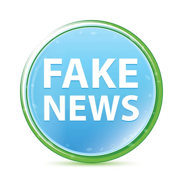 Fake News Natural Aqua Cyan blå rund knapp — Stockfoto