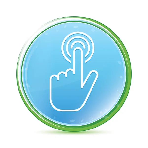Hand cursor click icon natural aqua cyan blue round button