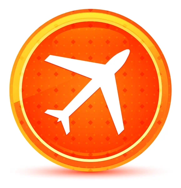 Plane icon natural orange round button — Stock Photo, Image