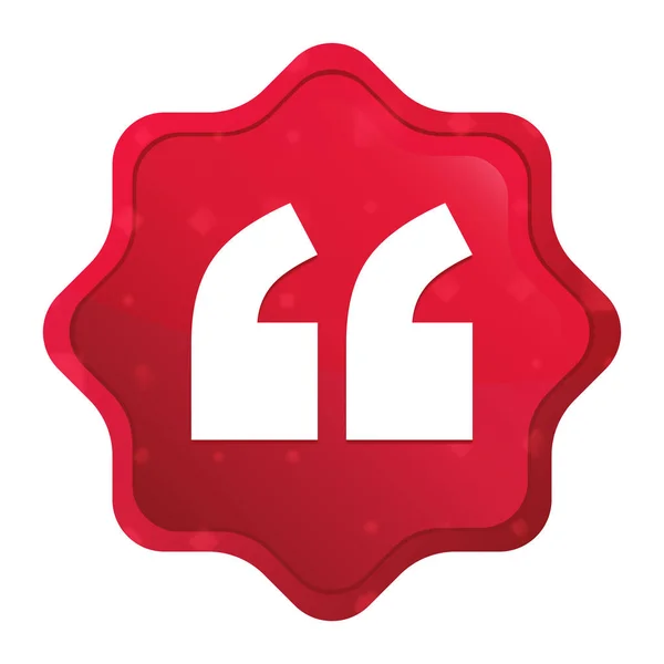 Ikona citátu v mlhavé růžové tlačítko s červeným hvězdým štítkem — Stock fotografie