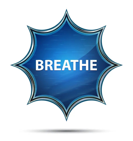 Atmen Sie magische glasig Sunburst blauen Knopf — Stockfoto