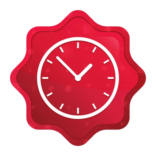 Reloj icono brumoso rosa rojo starburst botón de pegatina —  Fotos de Stock