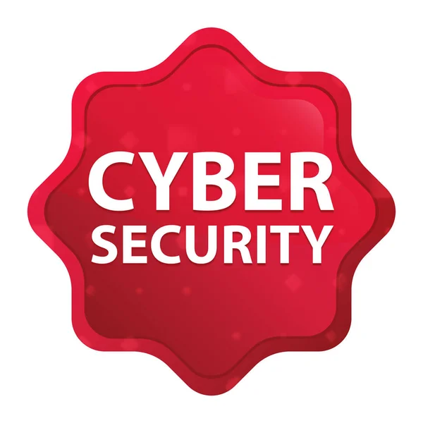 Cyber Security misty rose red starburst sticker button — Stock Photo, Image