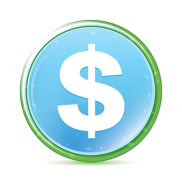 Znak dolara ikona naturalny Aqua błękitny okrągły przycisk — Zdjęcie stockowe