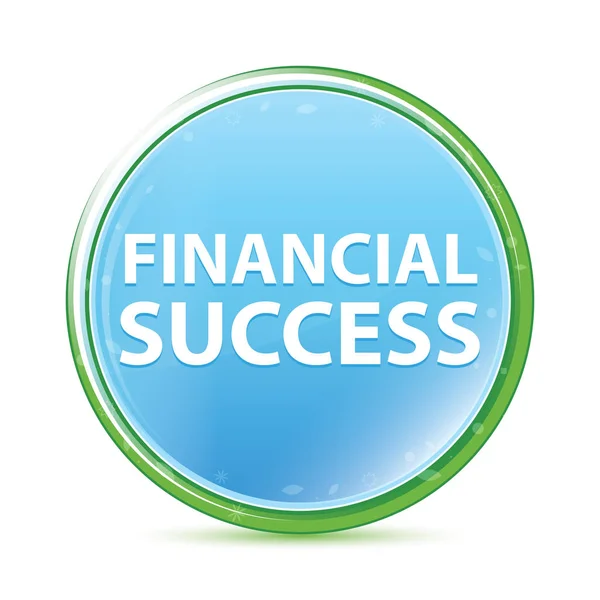 Éxito financiero natural aqua cyan azul botón redondo —  Fotos de Stock