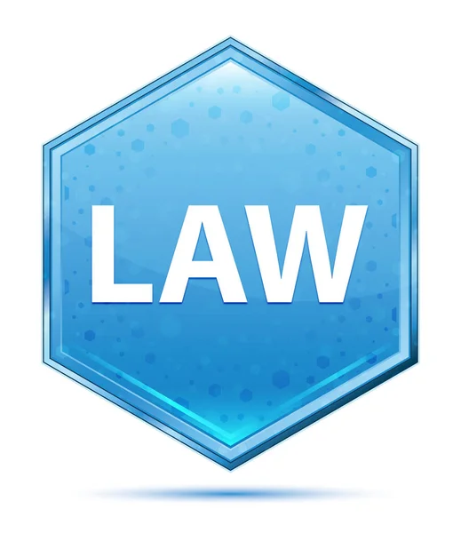 Law crystal blue hexagon button — Stock Photo, Image