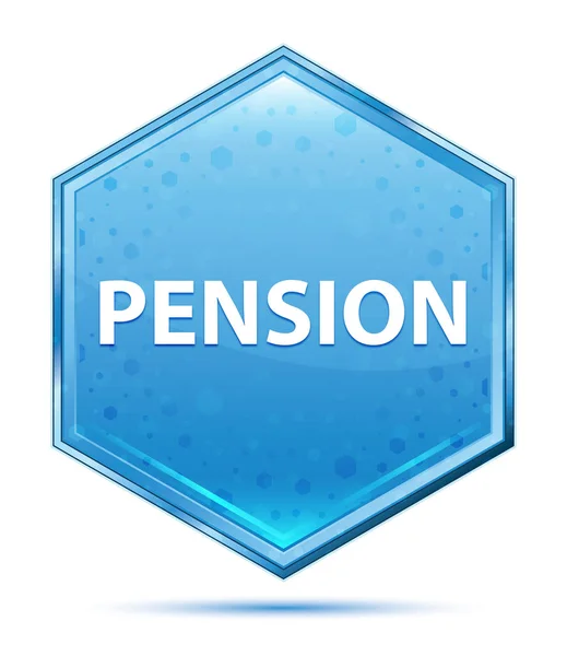 Pension crystal blue hexagon button — Stock Photo, Image