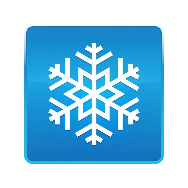 Піктограма сніжинки блискуча синя квадратна кнопка — стокове фото