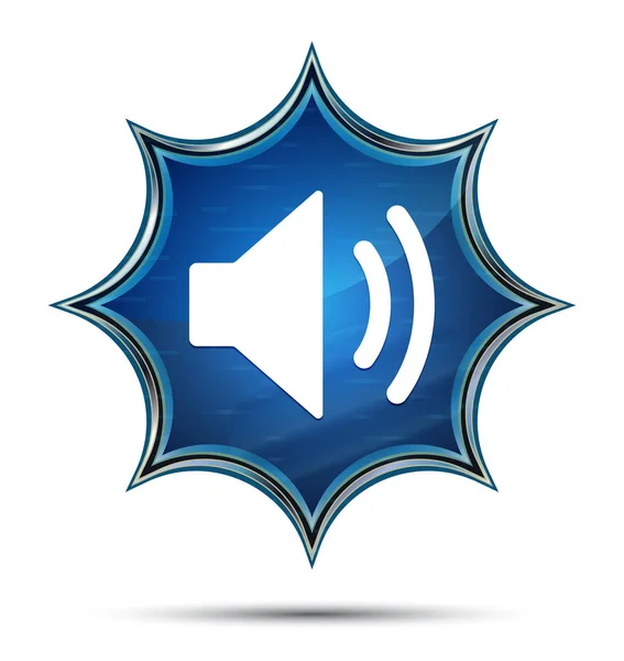 Volume speaker icon magische glazen zonnestraal blauwe knop — Stockfoto