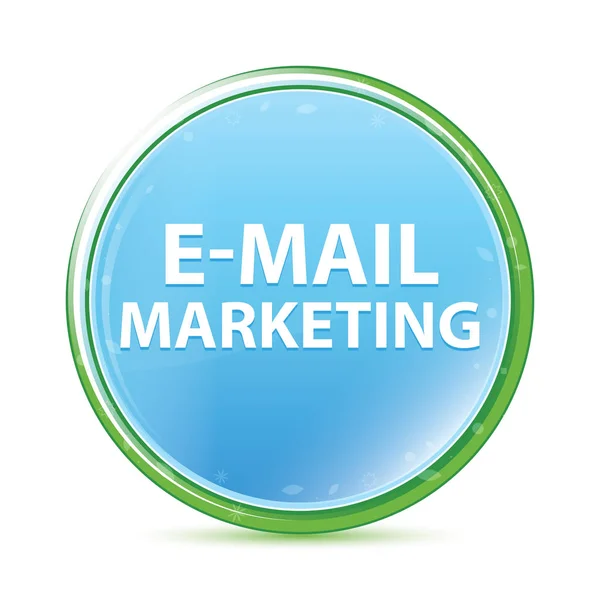 E-mail marketing naturalny turkusowy niebieski okrągły przycisk — Zdjęcie stockowe