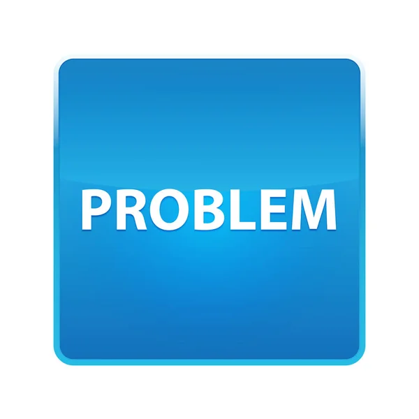 Problema azul brilhante botão quadrado — Fotografia de Stock
