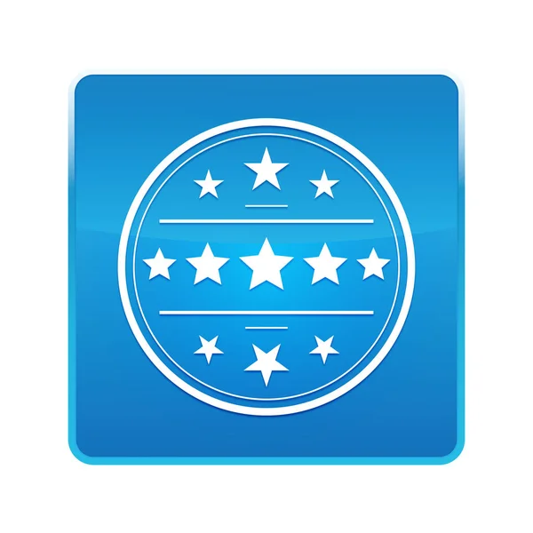 Icône de badge Premium bleu brillant bouton carré — Photo