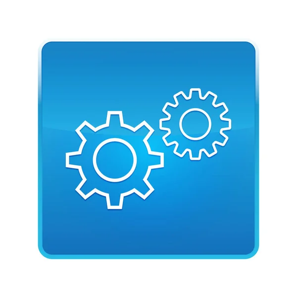 Inställningar process ikon glänsande blå fyrkantig knapp — Stockfoto