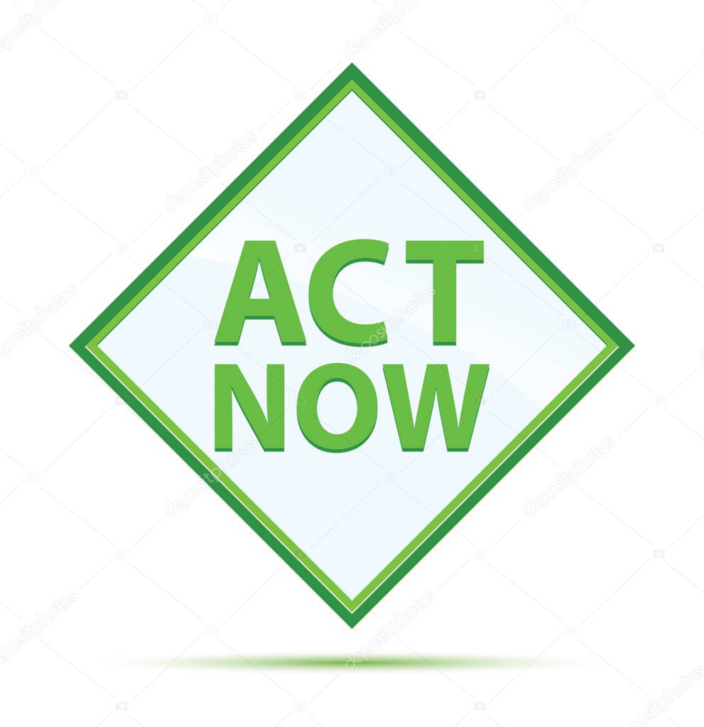 Act Now modern abstract green diamond button