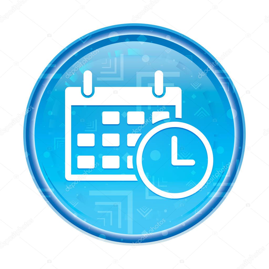 Appointment date calendar icon floral blue round button