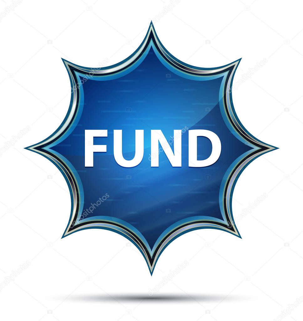 Fund magical glassy sunburst blue button