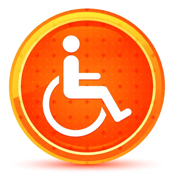 Rullstols handikapp ikon naturlig orange rund knapp — Stockfoto
