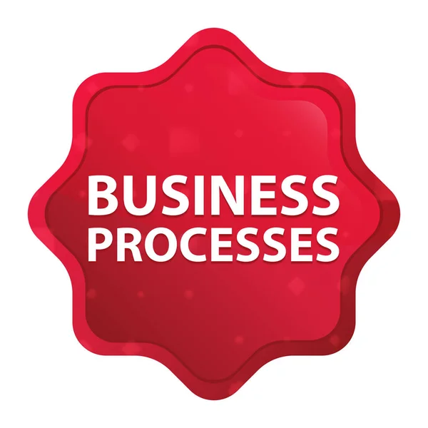 Üzleti folyamatok ködös Rózsa vörös Starburst matrica gomb — Stock Fotó