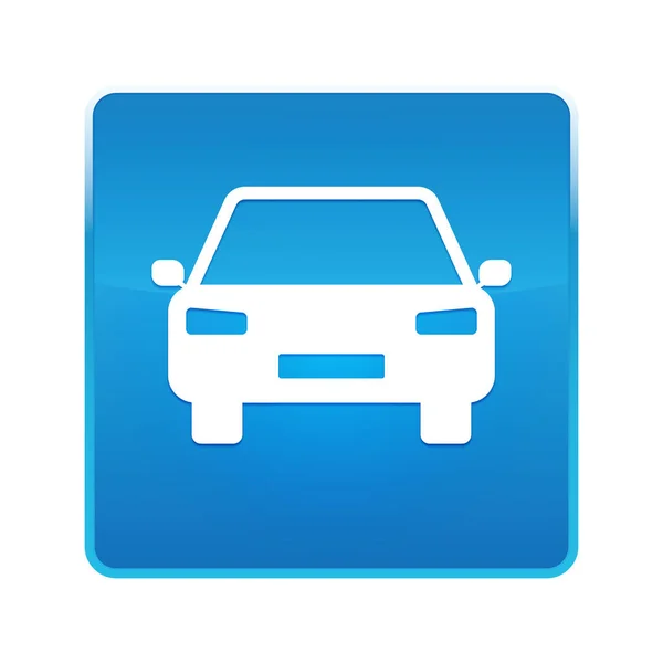 Піктограма автомобіля блискуча синя квадратна кнопка — стокове фото