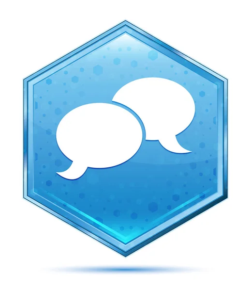 Chat icon crystal blue hexagon button — Stock Photo, Image