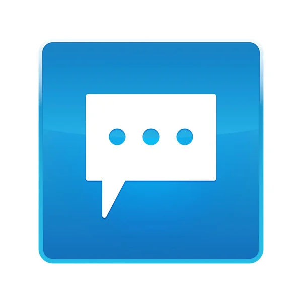 Comment icon shiny blue square button — Stock Photo, Image