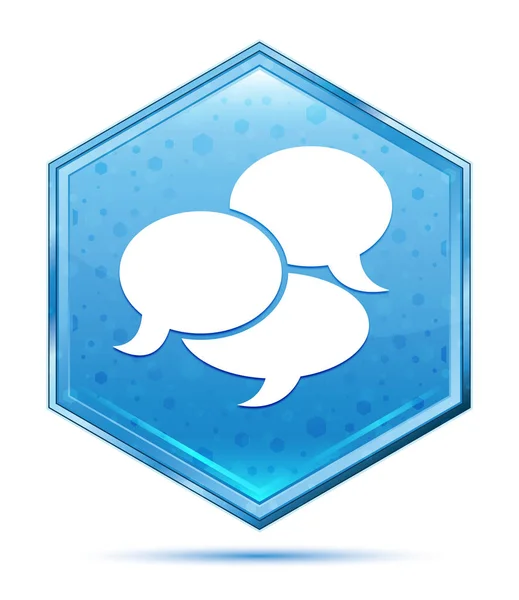 Conversation icon crystal blue hexagon button — Stock Photo, Image