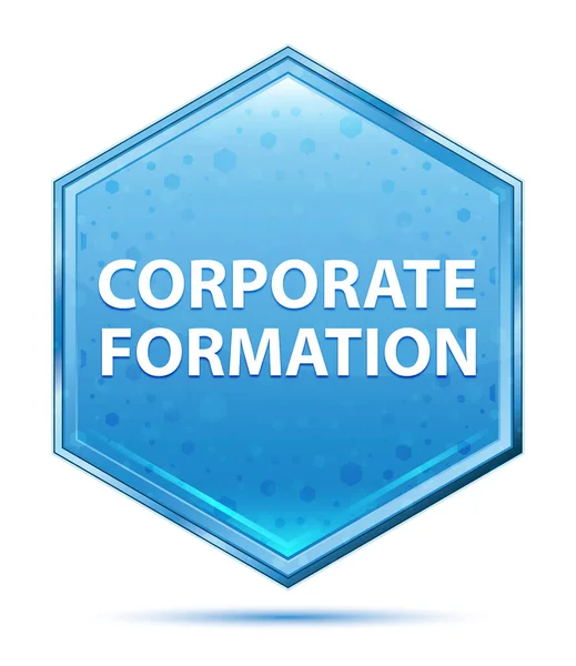 Corporate Formation Crystal blauwe zeshoek knop — Stockfoto