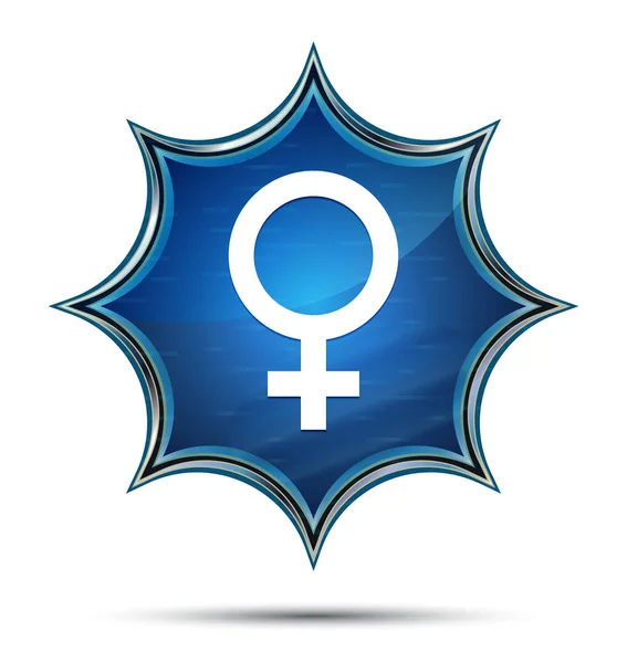 Female symbol icon magical glassy sunburst blue button — Stock Photo, Image