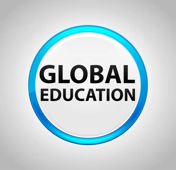 Global Education Round Blue Push Button — Stock Photo, Image