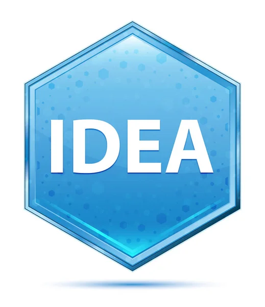 アイデアクリスタルブルー六角形ボタン — ストック写真