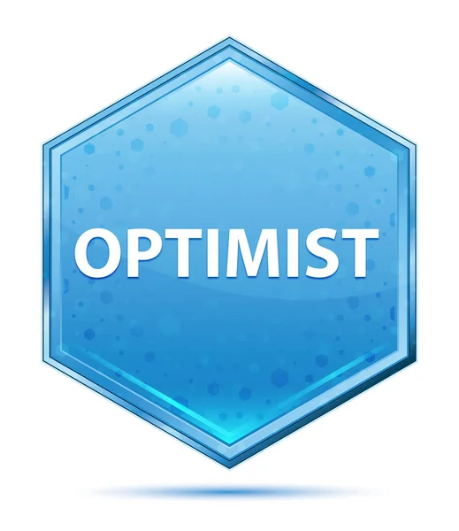 Optimistinen kristalli sininen kuusikulmio painike — kuvapankkivalokuva